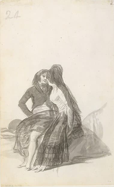 Lovers Sitting on a Rock; folio 24 (verso) from the Madrid Album "B" — Francisco Goya