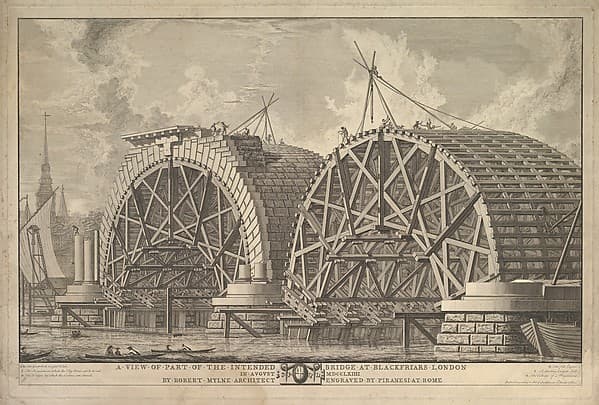 A view of part of the intended Bridge at Blackfriars, London — Giovanni Battista Piranesi