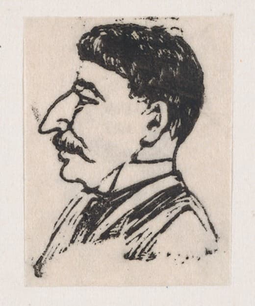 A profile of a man with a dark mustache and big nose — José Guadalupe Posada
