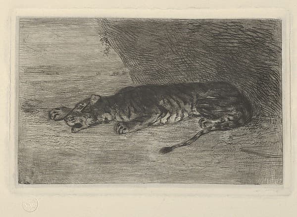 Tiger Lying at the Entrance of its Lair — Eugène Delacroix