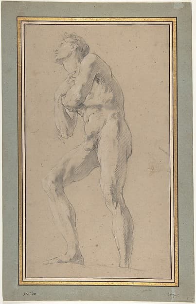 Standing Male Nude Seen from Below — François Lemoyne