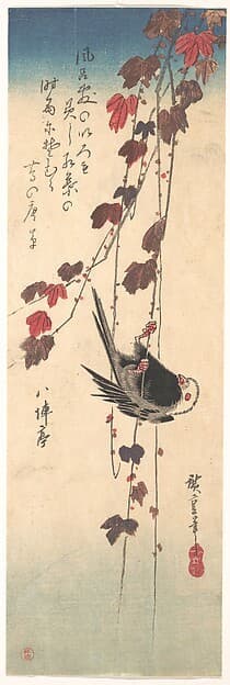 歌川広重画　蔦に柄長鳥|Long-tailed Tit on Autumn Ivy — Andō Hiroshige