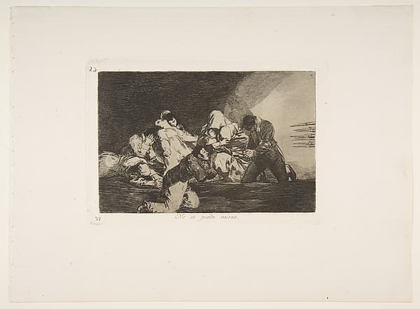 Plate 26  from "The Disasters of War" (Los Desastres de la Guerra): 'One can't look' (No se puede mirar) — Francisco Goya