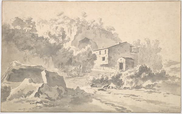 A House on a Hillside in a Southern Landscape — Adam Pynacker