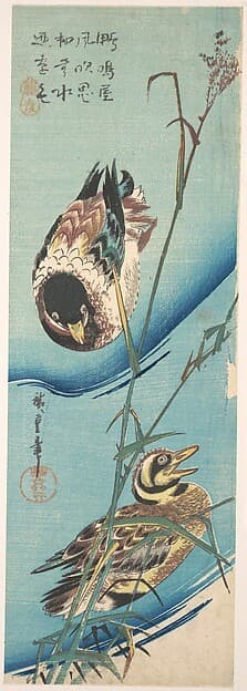 歌川広重画　雪中芦に鴨|Mallard Ducks and Snow-covered Reeds — Andō Hiroshige