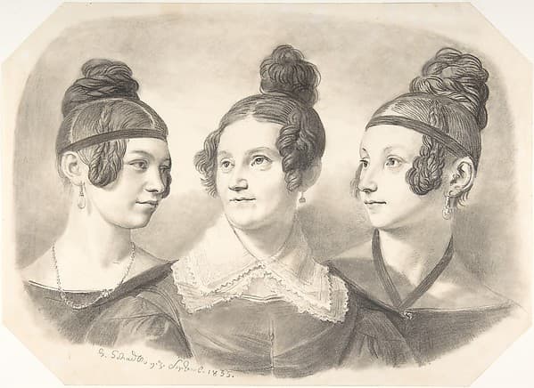 Portrait of Frau von Oppen and Her Two Daughters — Johann Gottfried Schadow