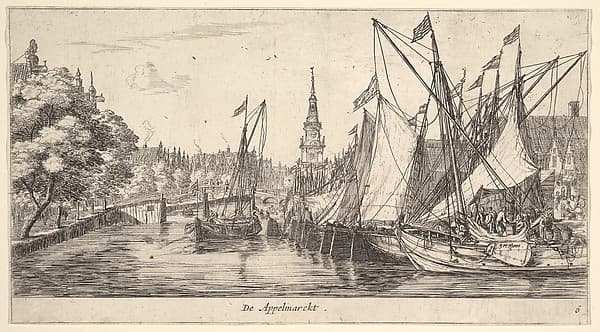 De Appelmarckt (The Apple Market), from Views in Amsterdam, plate 6 — Reinier Nooms, called Zeeman