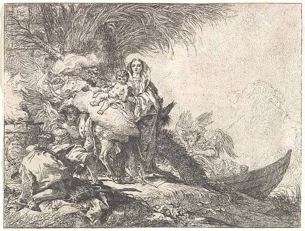 Joseph Adoring the Christ Child near a Smoking Altar, from the Flight into Egypt — Giovanni Domenico Tiepolo