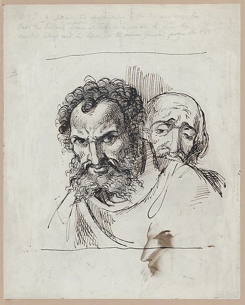 Two male heads — Theodor von Holst