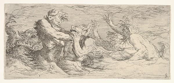 Five battling tritons, from "The Triton Group" — Salvator Rosa