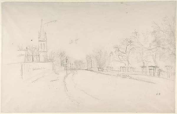 All Saints Church, Upper Norwood seen from the north side of Beulah Hill — Camille Pissarro
