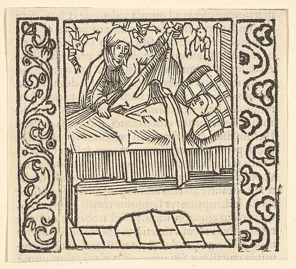 Caring for the Dead, illustration from Speculum Passionis, 1507 — Hans Baldung