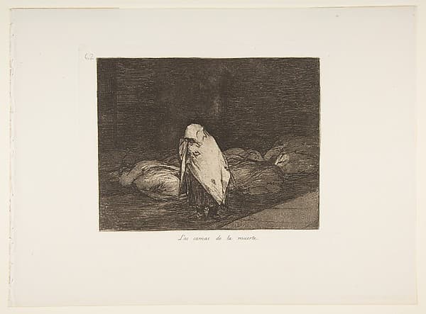 Plate 62  from "The Disasters of War" (Los Desastres de la Guerra): 'The beds of death' (Las camas de la muerte) — Francisco Goya