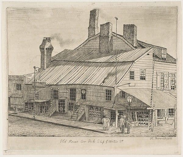 Old House, Corner of Peck Slip and Water Street, from "Scenes of Old New York" — Henry Farrer