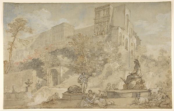 The Fountain of Rome at the Villa d'Este, Tivoli — Charles-Joseph Natoire