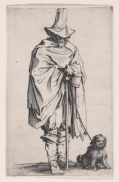 L'Aveugle et son Chien (The Beggar and his Dog), from Les Gueux suite appelée aussi Les Mendiants, Les Baroni, ou Les Barons (The Beggars, also called the Barons) — Jacques Callot
