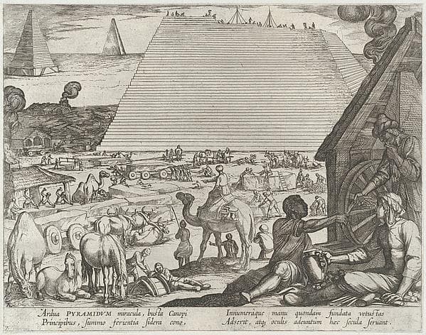 Plate 7: The Pyramids in Egypt, from 'The Seven Wonders of The World' — Antonio Tempesta