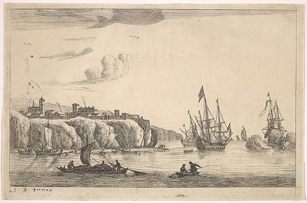 Seaport with Village on a Cliff — Reinier Nooms, called Zeeman