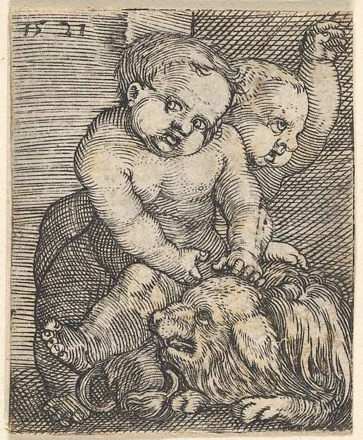 Two Boys Playing with a Dog — Barthel Beham