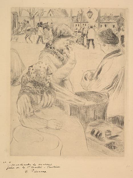Chestnut Vendor, St. Martin's Market, Pontoise — Camille Pissarro