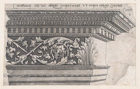 Speculum Romanae Magnificentiae: Corinthian Entablature — Agostino dei Musi