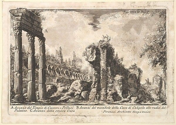 Remains of the Temple of Castor and Pollux . . . (Avanzo del Tempio di Castore e Polluce . . .) — Giovanni Battista Piranesi