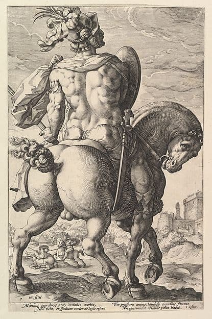 Titus Manlius, from "The Roman Heroes" — Hendrik Goltzius
