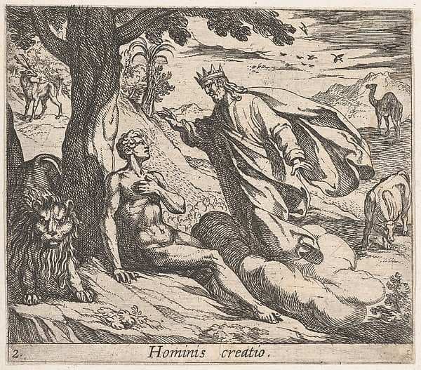 Plate 2: The Creation of Man (Hominis creatio), from Ovid's 'Metamorphoses' — Antonio Tempesta