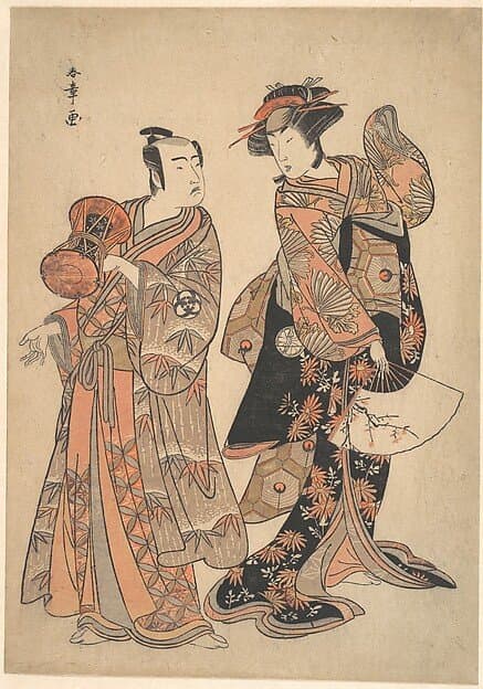 The Third Segawa Kikunojō as Ochiyo and Bando Mitsugorō as Hanbei — Katsukawa Shunshō