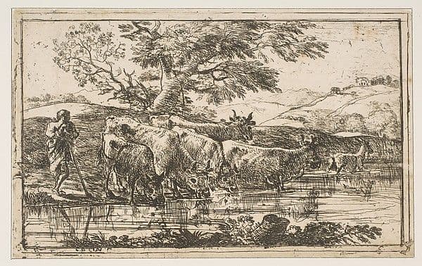 The Herd at the Watering Place — Claude Lorrain