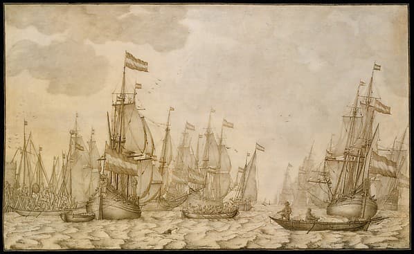 Dutch Ships on a Harbour — Willem van de Velde the Elder