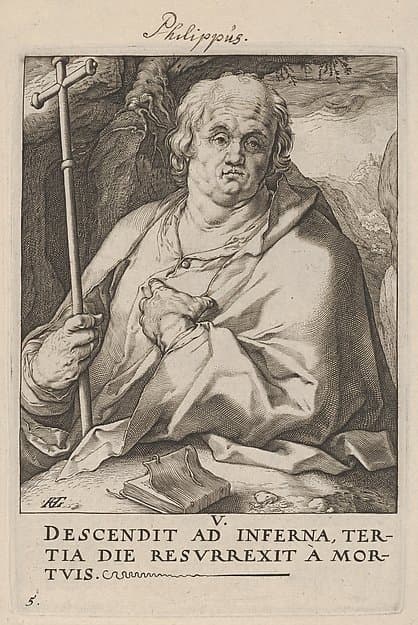 St. Philip, from Christ,  the Apostles and St. Paul with the Creed — Hendrik Goltzius