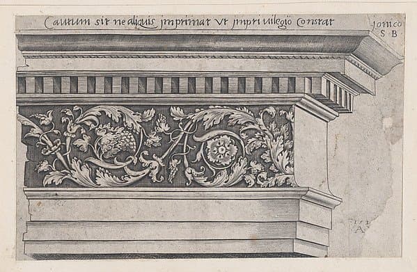 Speculum Romanae Magnificentiae: Ionic Entablature — Agostino dei Musi
