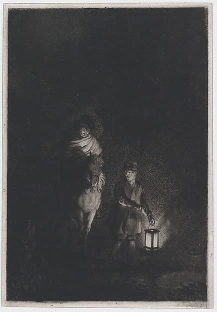 Rider and boy with lantern — Adam von Bartsch