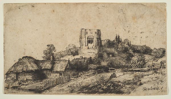 Landscape with a Square Tower — Rembrandt van Rijn