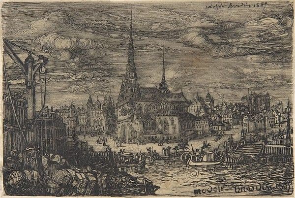 The Church and the Port — Rodolphe Bresdin