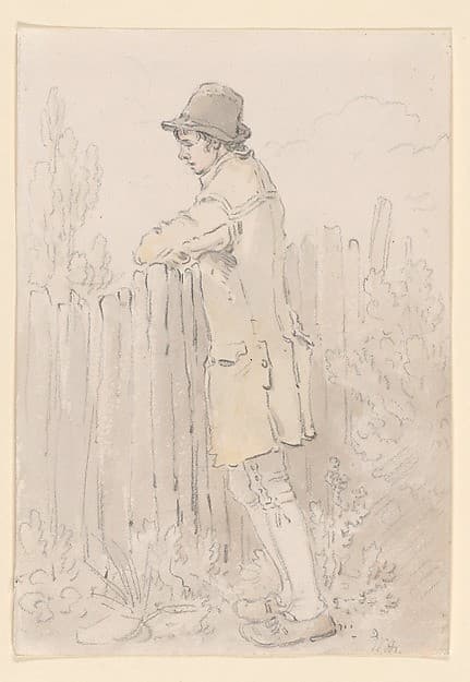 A Young Man Leaning on a Fence — William Alexander