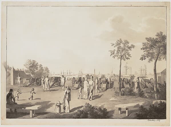 The Harbor of Copenhagen from the Esplanade between Langelinie Park and Toldboden or the Customs House — Christoffer Wilhelm Eckersberg