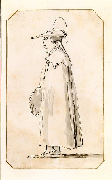 Caricature of a Man in a Long Cloak, Standing in Profile to the Left — Giovanni Battista Tiepolo