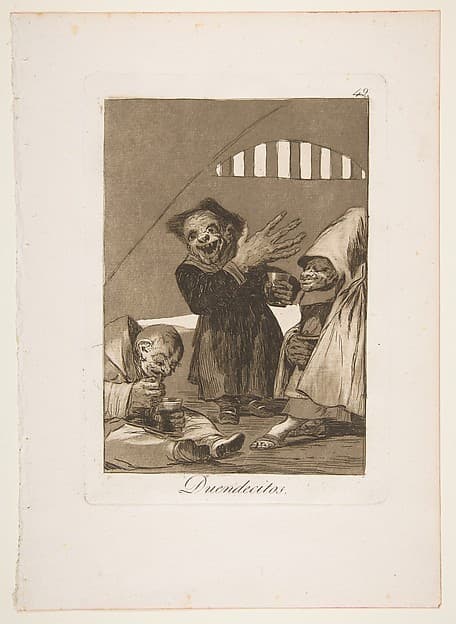 Plate 49  from "Los Caprichos": Hobgoblins (Duendecitos) — Francisco Goya