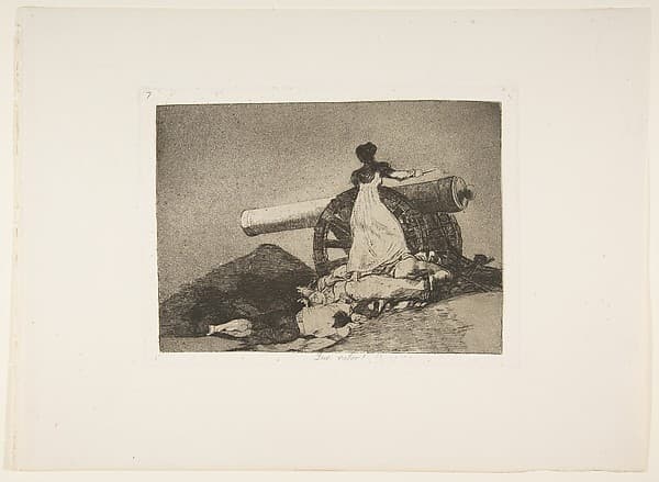 Plate 7 from "The Disasters of War" (Los Desastres de la Guerra): 'What courage!' (Que valor!) — Francisco Goya