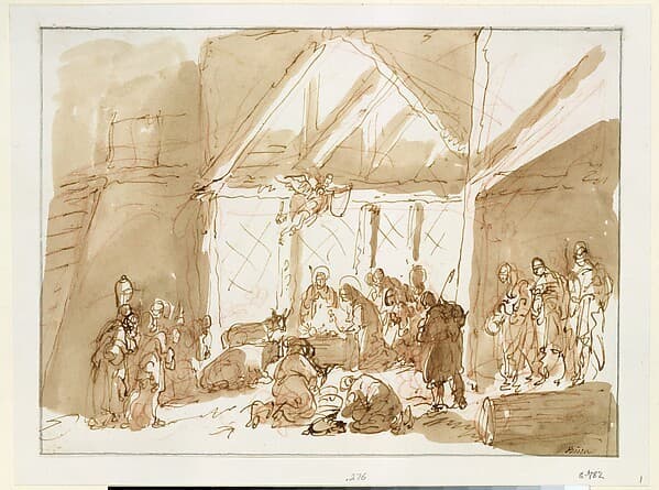 The Nativity of Christ, with Shepherds and Kings in Adoration — Giuseppe Bernardino Bison