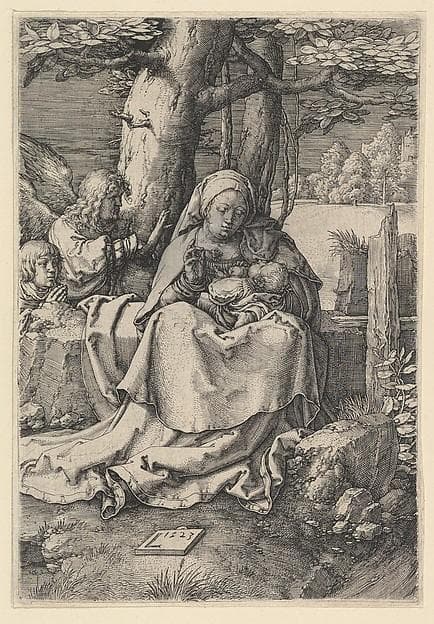 The Virgin and Child with Two Angels — Lucas van Leyden