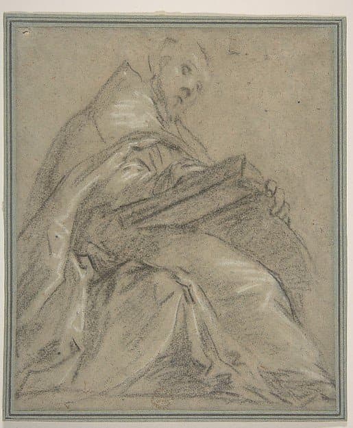 Seated Doctor of the Church Reading (Saint Ambrose or Saint Gregory) — Palma il Giovane