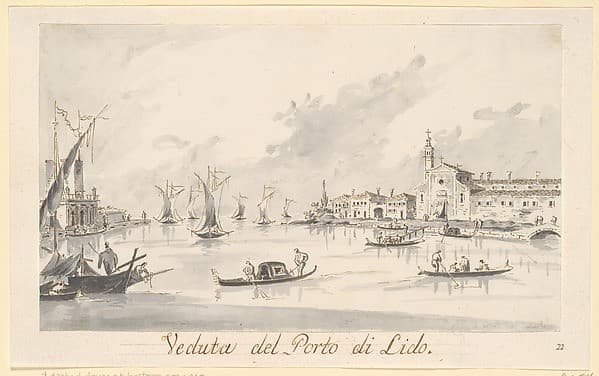 The Porto di Lido, with the Fortezza Sant'Andrea on the Left — Guardi Giacomo