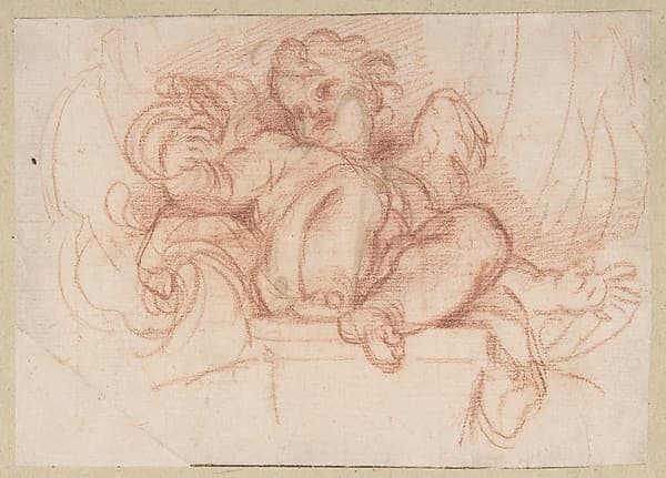 Study of a Putto Seated on a Corbel in a Shell Niche — Carlo Maratta