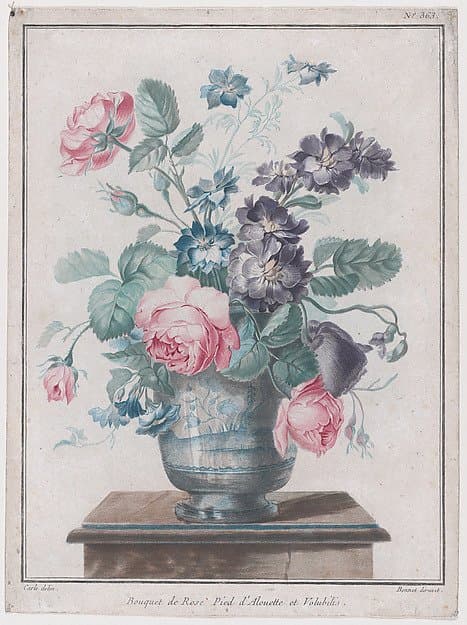 Bouquet of Roses, Larkspur and Convolvulus — Louis-Marin Bonnet