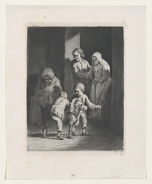 Children Playing with a Dog — Jean-Jacques de Boissieu
