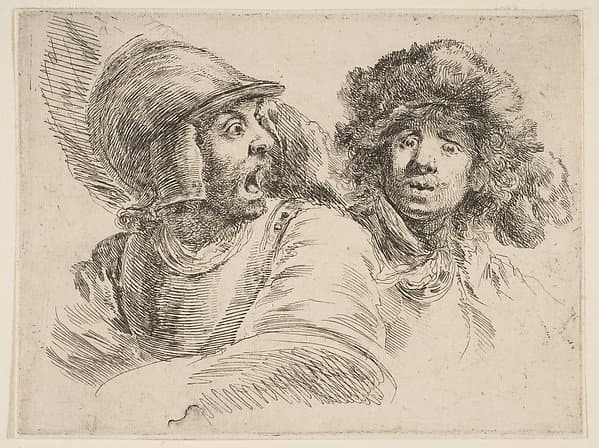 Frightened Soldier and a Man in a Fur Hat — Stefano Della Bella