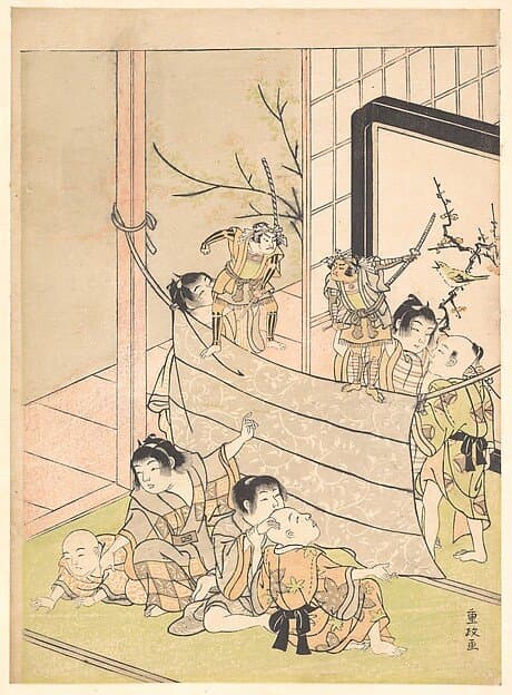 Young Boys Performing a Puppet Show — Kitao Shigemasa